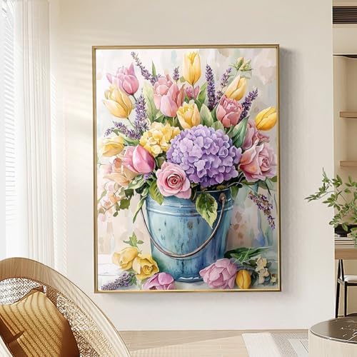 Qaisxoty Flowers Paint by Numbers Kit for Adults, Beginner Floral Paint by Numbers with Rolled Canvas, Box, Brushes, Acrylic Paints, DIY Paint by Number for Home Decor & Gift - 12”x16” - Image 2