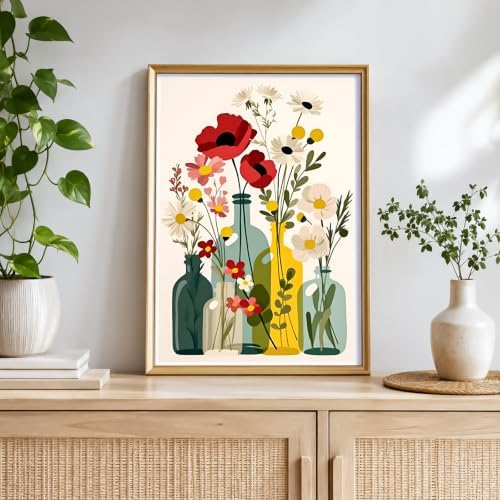 NXIKYO Framed Flower Bottles Paint by Numbers Kit for Adults Beginner, Wildflower Vase Easy Paint by Numbers Canvas with Frame, DIY Painting Kit for Relaxing Home Wall Decor Gift 8x12 Inch - Image 7