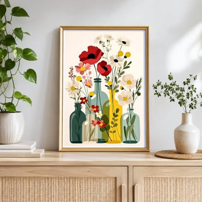 NXIKYO Framed Flower Bottles Paint by Numbers Kit for Adults Beginner, Wildflower Vase Easy Paint by Numbers Canvas with Frame, DIY Painting Kit for Relaxing Home Wall Decor Gift 8x12 Inch - Image 7