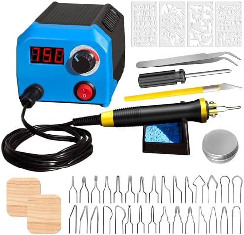FIRElood LH55-1 wood burning kit,wood burning tool,digitally adjustable temperature wood burner kit,professional wood burner tool kit for adults beginners craft,pyrography pen (LH55-A pen) by FIRElood