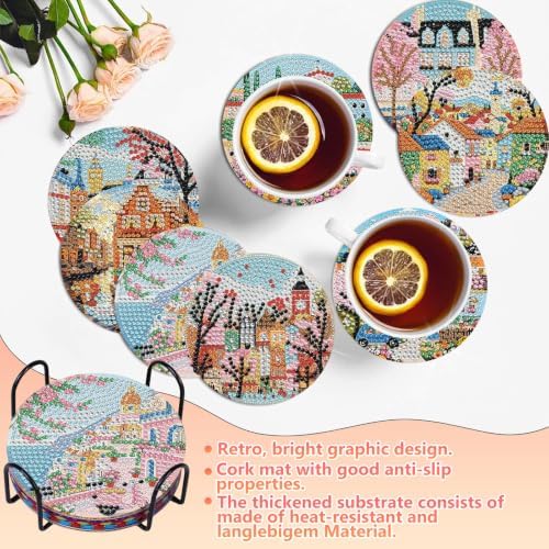 Landscape Diamond Art Coasters Kit for Adults, Diamond Painting Coasters - Image 2