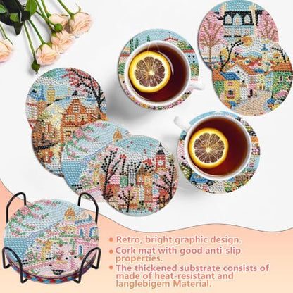 Landscape Diamond Art Coasters Kit for Adults, Diamond Painting Coasters - Image 2