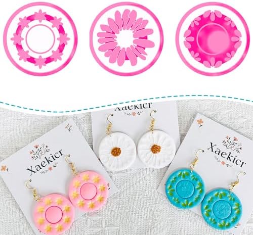 Xaekicr Round Floral Polymer Clay Cutters Set – Clay Earring Cutters for DIY Jewelry, Circle Flower Clay Tools for Earrings Making, Clay Molds for Polymer Clay Projects by Xaekicr