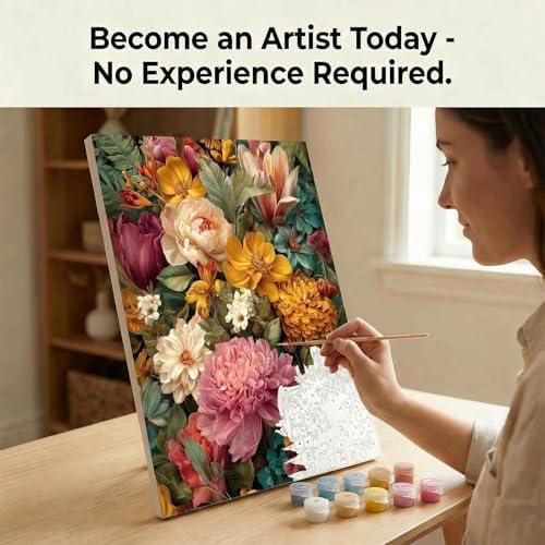 Amphol Paint by Numbers Kit for Adults - DIY Floral Symphony Paint by Numbers on Unframed 16”x20” Canvas, Oil Painting by Number Kit for Home Wall Decor, Stress Relief with Complete Acrylic Paint Set - Image 5