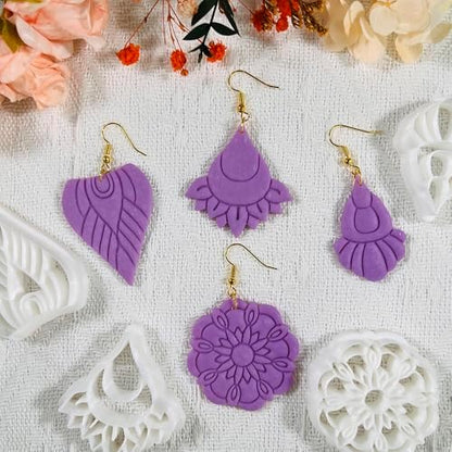 Xaekicr Polymer Clay Cutters Boho Earring Set – 4PCS Clay Cutters for Polymer Clay Jewelry, Mandala Flower and Tribal Shapes, Clay Earring Cutters and Polymer Clay Tools for DIY Craft Making - Image 5