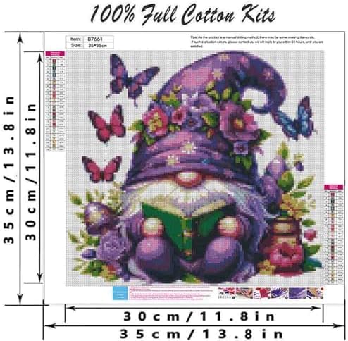 DYAIANGMU Gnome Stamped Cross Stitch Kit for Adults 13.7x13.7 inches - Image 2