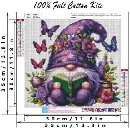 DYAIANGMU Gnome Stamped Cross Stitch Kit for Adults 13.7x13.7 inches - Image 2