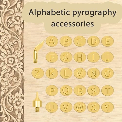 28pcs New Wood Burning Kit With Letter Stamps Copper Mold DIY，Hot Stamps Tool with Figure Alphabet,Wood Burner Tips Adjustable Temperature Soldering Iron Pen,DIY Kit Carving Adults Crafts Beginners - Image 4