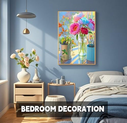 TINDAY Paint by Numbers Kit for Adults Paint by Number for Adults Beginner Peony Painting by Number for Adult Flower on Canvas Acrylic Painting Wall Decor 16x20 in - Image 4