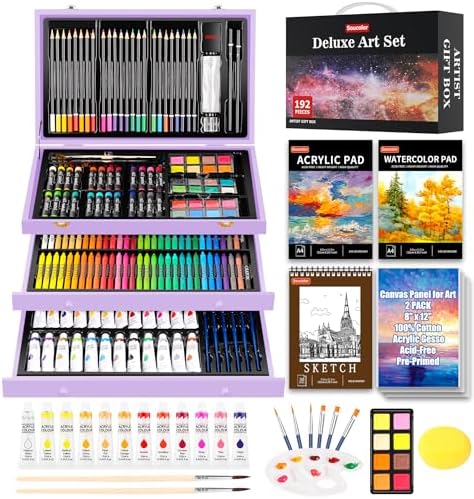 Soucolor Art Supplies,192-Pack Deluxe Art Set Drawing Painting Supplies Kit by Soucolor