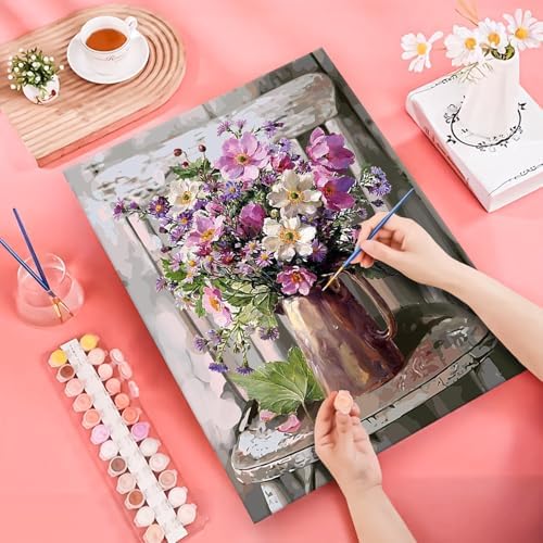 JATOK Paint by Numbers Kit for Adults, Bouquet, 16 x 20 in / 40 x 50 cm - Image 3