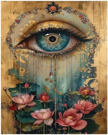 xcemhil Paint by Numbers Kit for Adults Eye, Paint by Number Eye and Lotus, Paint by Numbers Kits for Adults Beginner for Gift and Home Wall Decor 16x20 Inch by Unknown