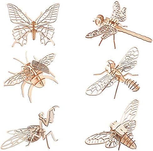 3D Wooden Insect Puzzle - 6 Piece Set Insect Animal Skeleton Assembly Model Puzzle - DIY Wooden Crafts 3D Puzzle - Wood STEM Gifts for Adults & Teens Birthday Gifts Christmas by i-CHONY