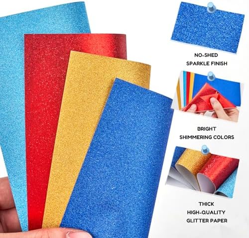 JoyCat Classic Glitter Origami Paper, 50 Sheets, 5 Colors, 6x6 Inch - Image 6