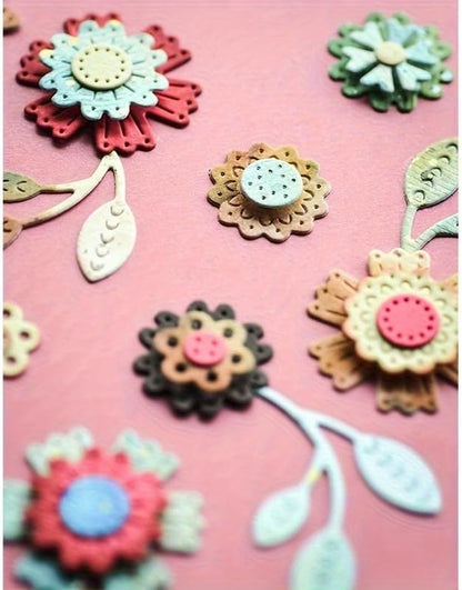 Lapoo Flowers Cutting Die for Scrapbooking - Durable Metal Cutting Die for DIY Scrapbook Photo Album Decorative Paper Card, Metal Card Making Supplies (Colorful Small Flowers 3.7 x 2.6 in) - Image 7