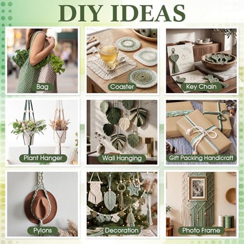 Rivvlive Macrame Kit for Adults Beginners 249 Pcs, 436yd 3mm Cotton Macrame Cord Wood Rings Dowels and Beads Needle Threader Gift Box & Digital Instruction Book for Bohemian Decor Craft Projects - Image 3