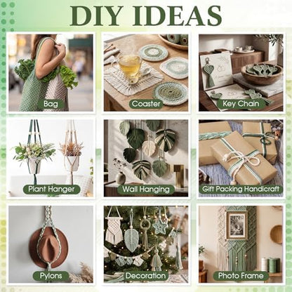 Rivvlive Macrame Kit for Adults Beginners 249 Pcs, 436yd 3mm Cotton Macrame Cord Wood Rings Dowels and Beads Needle Threader Gift Box & Digital Instruction Book for Bohemian Decor Craft Projects - Image 3