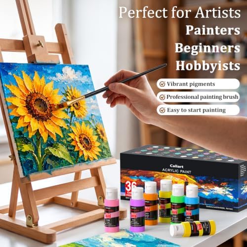 Caliart 36 Colors Acrylic Paint Set with 12 Brushes - Image 6