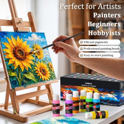 Caliart 36 Colors Acrylic Paint Set with 12 Brushes - Image 6