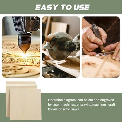 6 Pack Plywood Sheets, 8.66" x 8.66"x 5/64" Basswood Sheets - Image 3