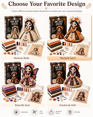 Day of the Dead Patchwork Doll DIY Sewing Kit for Adults，Color-C - Image 7