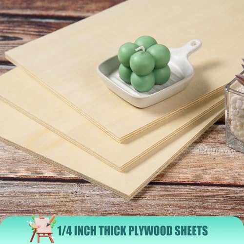 6 Pack 10.7 x 7 x 1/4 Inch-6mm Thick Basswood Sheets for Crafts Unfinished Plywood Sheets Rectangular Wood Panel Boards for DIY Laser Project, Wood Burning, Engraving, Architectural Models, Staining - Image 6