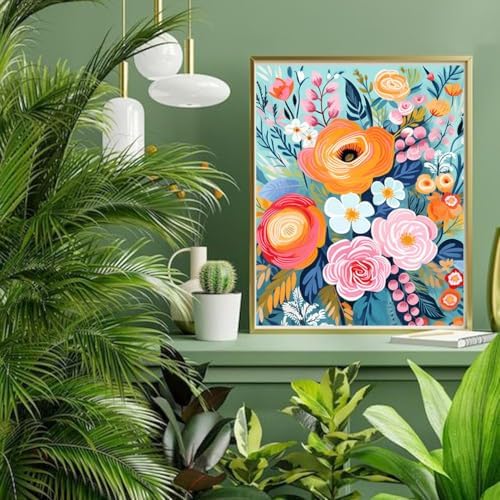 YarnMate Flowers Paint by Numbers Kit for Adults - Flowers Paint by Number on Canvas Without Frame, DIY Acrylic Painting for Gift Home Wall Decor (16x20 Inch) - Image 3