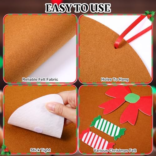 WovWeave 2.7ft DIY Felt Christmas Gingerbread Man Set with 46 Ornaments - Image 4