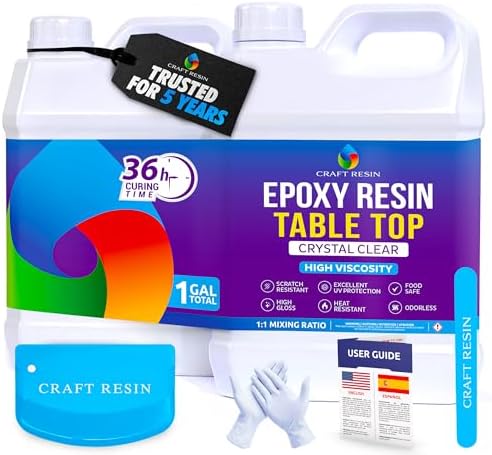 Craft Resin Table Top Epoxy Resin Kit - Ultra Clear, High-Gloss, 1 Gallon by CraftResin