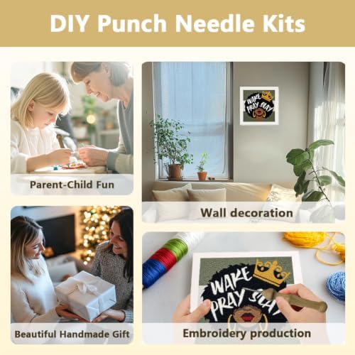 Doodlream Crown Afro Lady Punch Needle Kit for Beginner 9.4"x9.4" - Image 4
