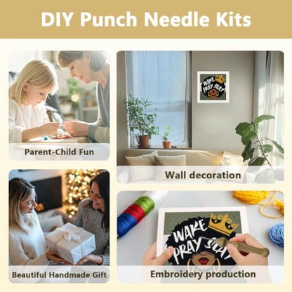 Doodlream Crown Afro Lady Punch Needle Kit for Beginner 9.4"x9.4" - Image 4