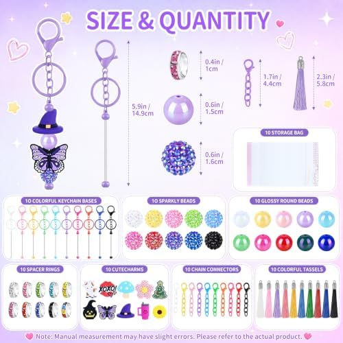 Beadable Keychain Kit with Silicone Beads, Beadable Keychain Bars - Image 2