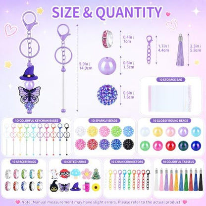 Beadable Keychain Kit with Silicone Beads, Beadable Keychain Bars - Image 2
