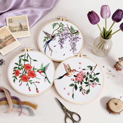 Uniartfy Embroidery Kit for Beginners with Hummingbird and Flower Pattern - Image 5