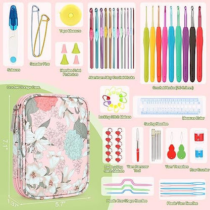 Katech Crochet Hooks Set with Case, 73-Piece Crochet Hooks Kit Knitting Accessories Ergonomic Aluminum Alloy Crochet Hook Colorful Crochet Needles for Making Socks, Gloves, Bag, Hat, Sweaters - Image 2