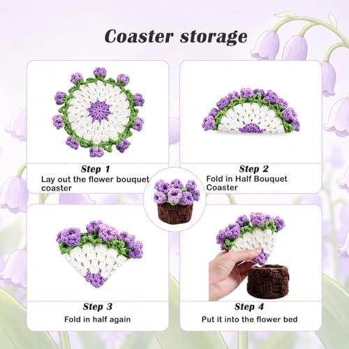 Yarniss Lily of the Valley Coaster Crochet Kit Beginner w/Video Guide - Image 3