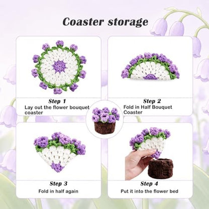 Yarniss Lily of the Valley Coaster Crochet Kit Beginner w/Video Guide - Image 3