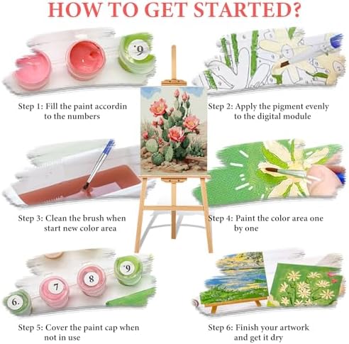 Paint by Numbers Kit for Adults Beginner, Desert Cactus Flowers,16x20 Inch - Image 6
