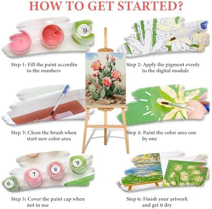 Paint by Numbers Kit for Adults Beginner, Desert Cactus Flowers,16x20 Inch - Image 6