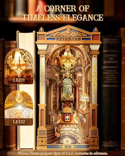 Rolife Book Nook Kit Baroque Library Snap-Fit 3D Wooden Puzzles for Adults - Image 4