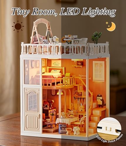2-Story Loft Miniature House Kit, Cat-Themed DIY Dollhouse for Adults with Living Room Kitchen Bedroom Balcony, Collectible Plastic Miniature Building Set, Home Decor Gift for Women - Image 6