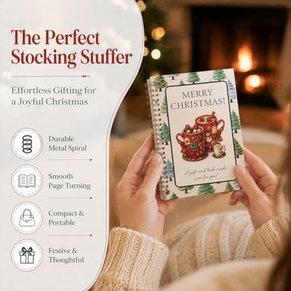 Christmas Gift Card Book, 5x7 Holiday Gift Booklet, DIY Spiral-Bound Merry Christmas College Survival Kit, 10-Page Surprise Greeting Card Book for Cards Cash, Students Graduation Gift - Image 2