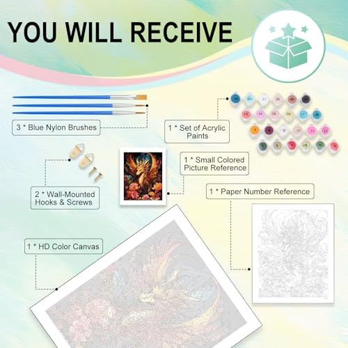 Paint by Numbers Kit for Adults, Dragon DIY Painting Kit, 16x20 Inch - Image 4
