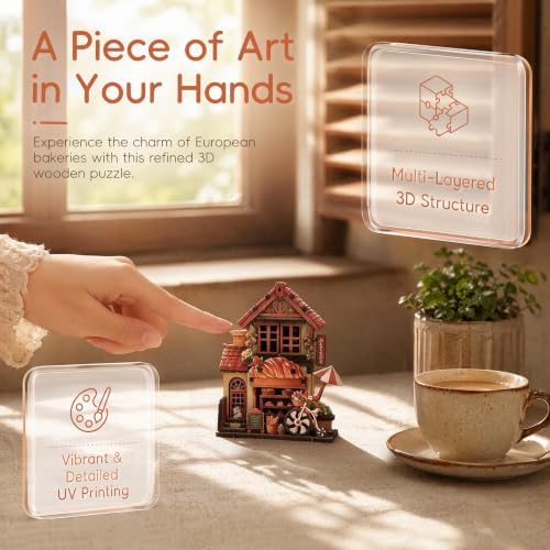 3D Wooden Bakery Shop Puzzle Miniature Building Model & Fridge Magnet - Image 7