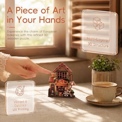 3D Wooden Bakery Shop Puzzle Miniature Building Model & Fridge Magnet - Image 7