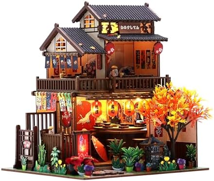 MAGQOO DIY Miniature Dollhouse Kit DIY Miniature House Kit Tiny Mini House Kits with Furniture 1:24 Scale 3D Puzzles(Sushi House) by MAGQOO