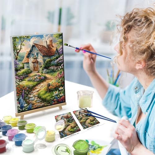 ATDMS House Flowers Paint by Numbers Kits for Adult with Frame, 8x12 Inch - Image 7