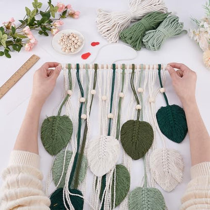 ACRNIGHEET Boho Macrame Leaf Kit for Adults Beginners Large DIY Macrame Kit Leaf Tassels Wall Hanging Elegant Wall Decor Bohemian Macrame Projects Handmade Enthusiast Gift - Image 4