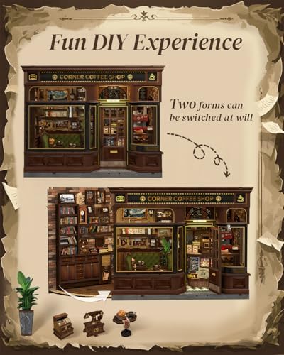 Cutefun Book Nook Kits for Adults - DIY Miniature Dollhouse Kit Coffee Shop - Image 5