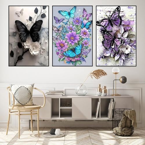 3 Pack Framed Paint by Numbers Butterfly for Adult with Easel (8x12 inch) - Image 2